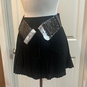 Wetseal Black Pleated Skirt with Silver Black Belt